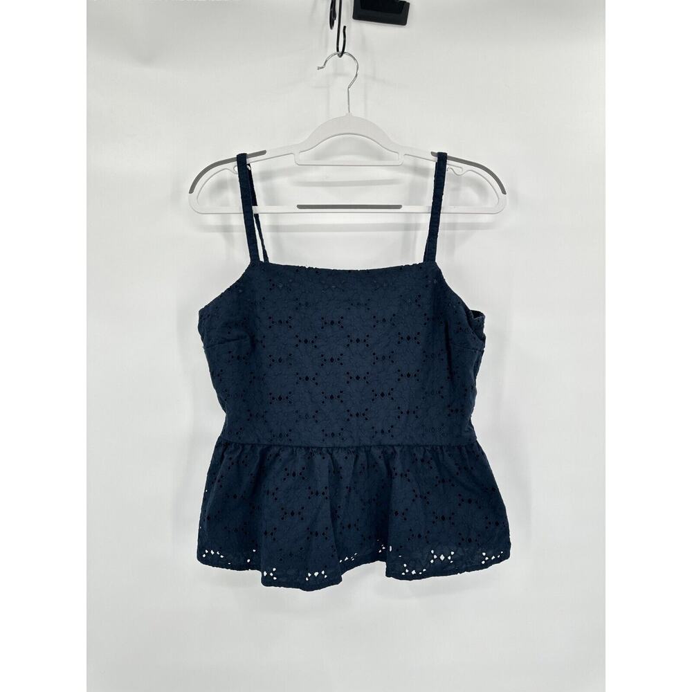 Brooks Brothers Tank Top Women size 12 Blue Eyelet Dainty Feminine Floral Whimsy